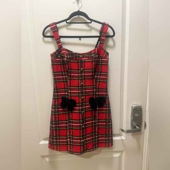 Moon River - Missie Red Plaid Mini Dress Brunch Vacation Dress Size S NWT - Picture 4 of 7